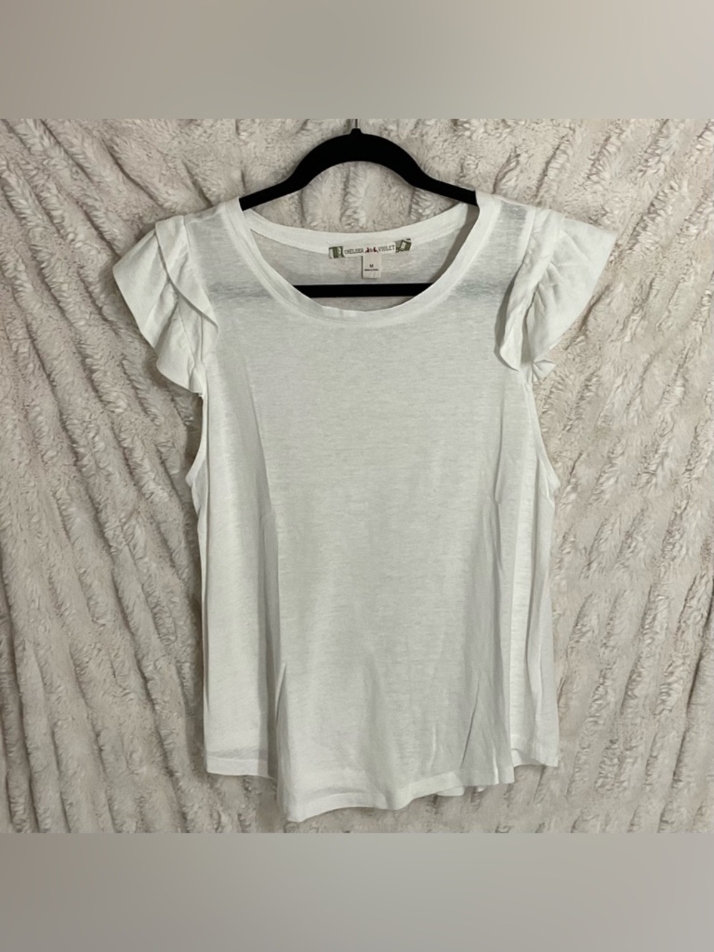 Chelsea & Violet White Ruffle Flutter Sleeve Top